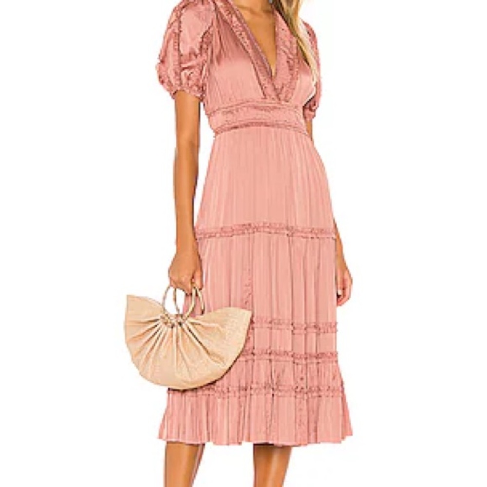 Ulla Johnson Ruffled Tiered Midi Dress with Puff Sleeves